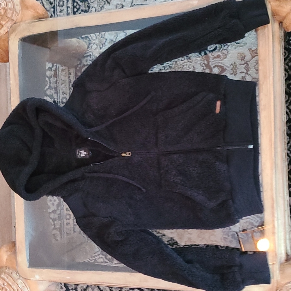 Billabong black fuzzy zip-up